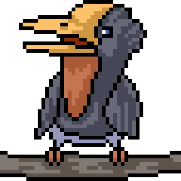 Vector Pixel Art Bird Isolated Cartoon — Stock Vector