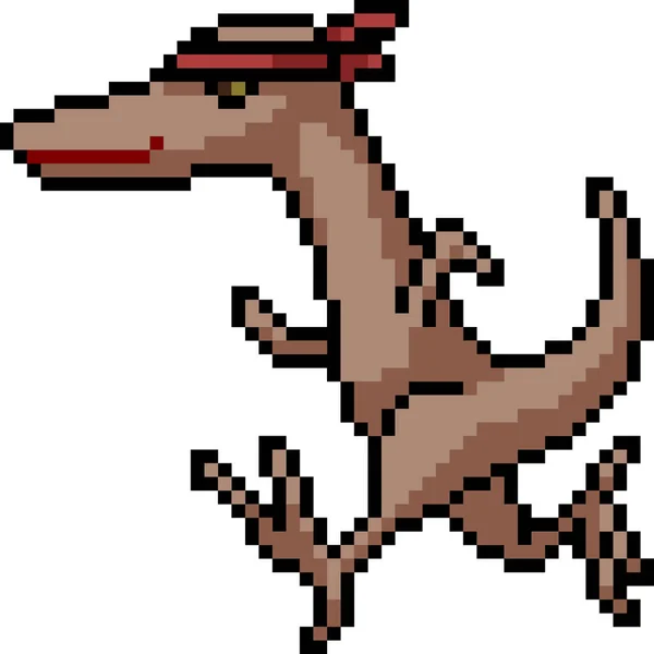 Vektor Pixel Umění Dinosaurus Spustit Izolované Kreslené — Stockový vektor