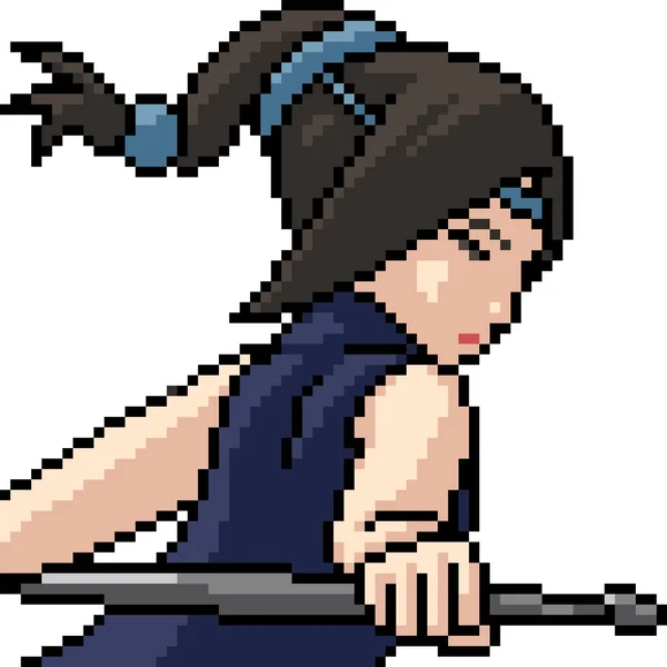 Vecteur Pixel Art Isolé Ninja Fille — Image vectorielle