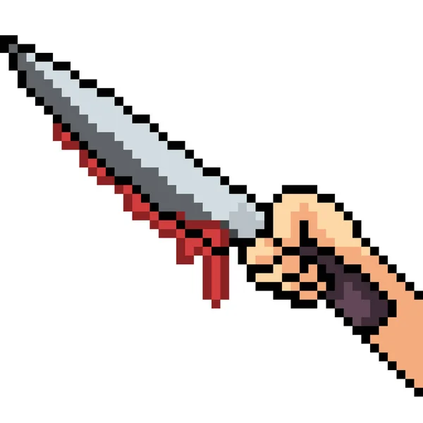 Vector Pixel Arte Cuchillo Asesino Dibujos Animados Aislados — Vector de stock