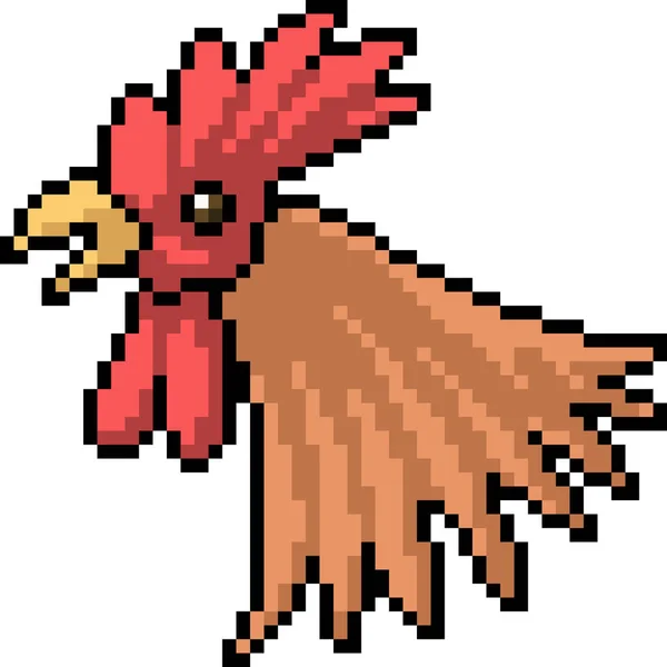 Wektor Pixel Sztuka Kurczak Głowa Izolowane Kreskówka — Wektor stockowy