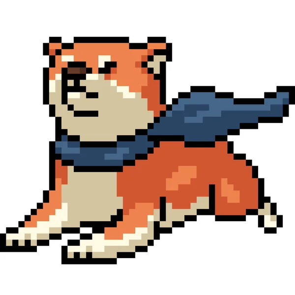 Vektor Pixel Kunst Shiba Hund Isoliert Karikatur — Stockvektor