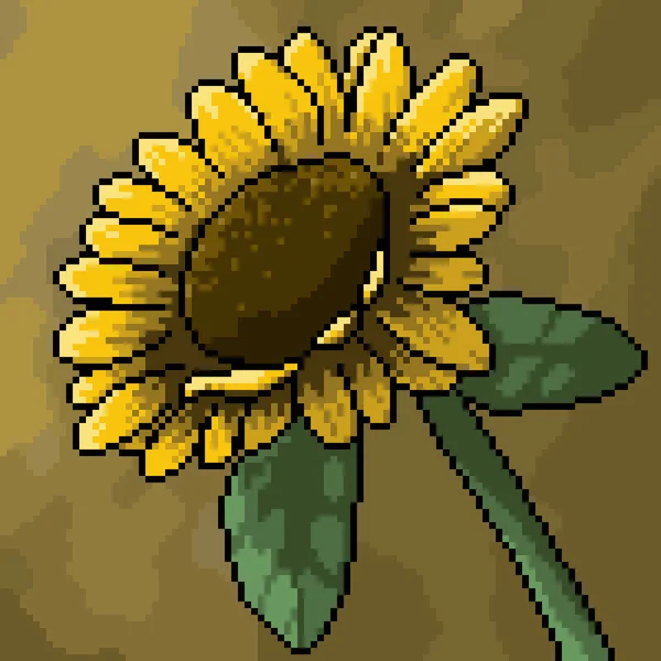 Pixelkonst Konstnärlig Blommande Solros — Stock vektor