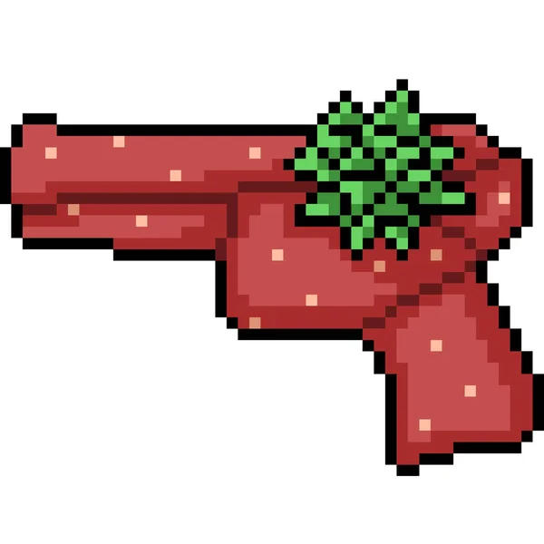 Vecteur Pixel Art Gun Présente Bande Dessinée Isolée — Image vectorielle