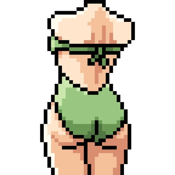 Vecteur Pixel Art Femme Maillot Bain Isolé Dessin Animé — Image vectorielle