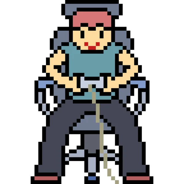 Vecteur Pixel Art Gamer Garçon Isolé Dessin Animé — Image vectorielle