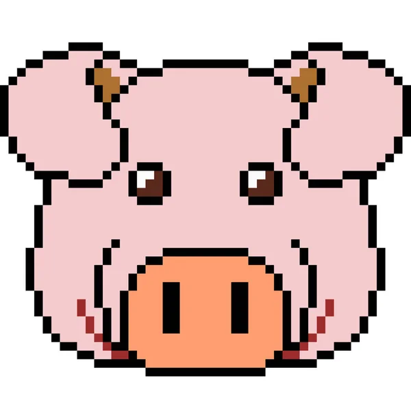 Vector Pixel Art Pig Isolated — Stock Vector