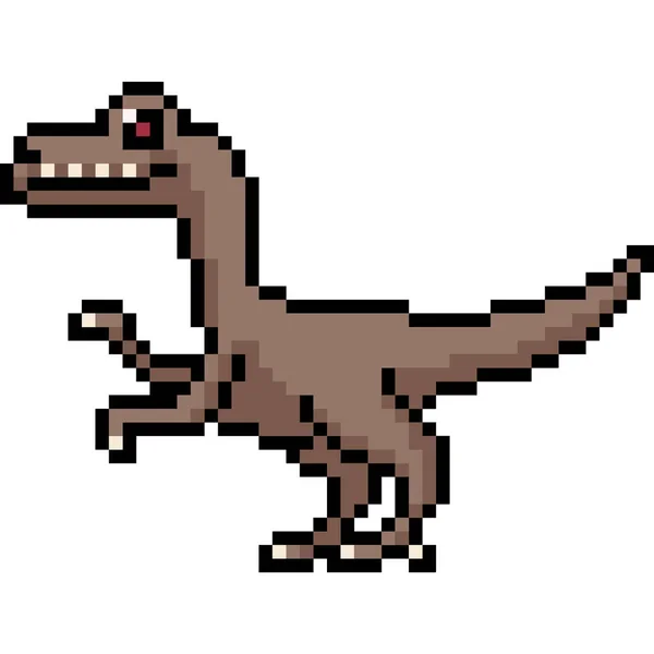 Vektor Pixel Konst Velociraptor Sida Isolerad Tecknad — Stock vektor