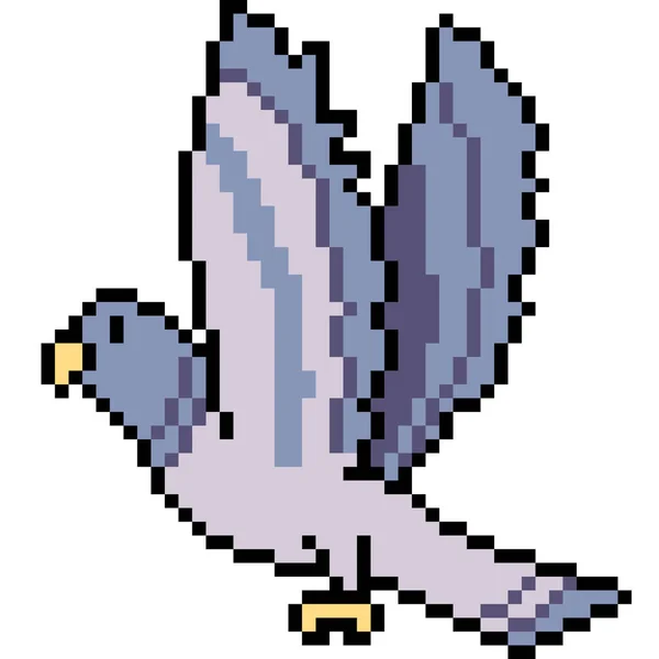 Vettore Pixel Art Uccello Isolato Cartone Animato — Vettoriale Stock