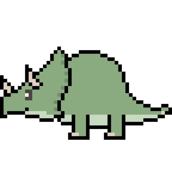 Vektor Piksel Art Triceratops Dinosaurus - Stok Vektor