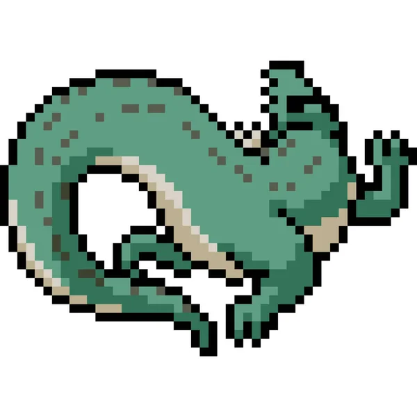 Vecteur Pixel Art Crocodile Isolé Dessin Animé — Image vectorielle