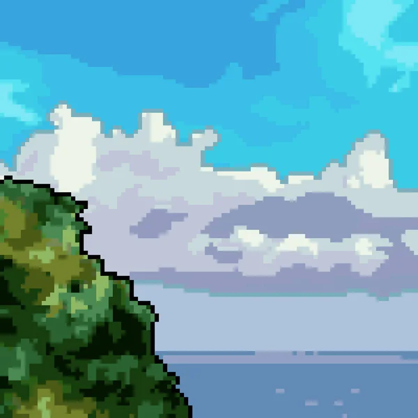 Pixel Art Nature Île Océan — Image vectorielle