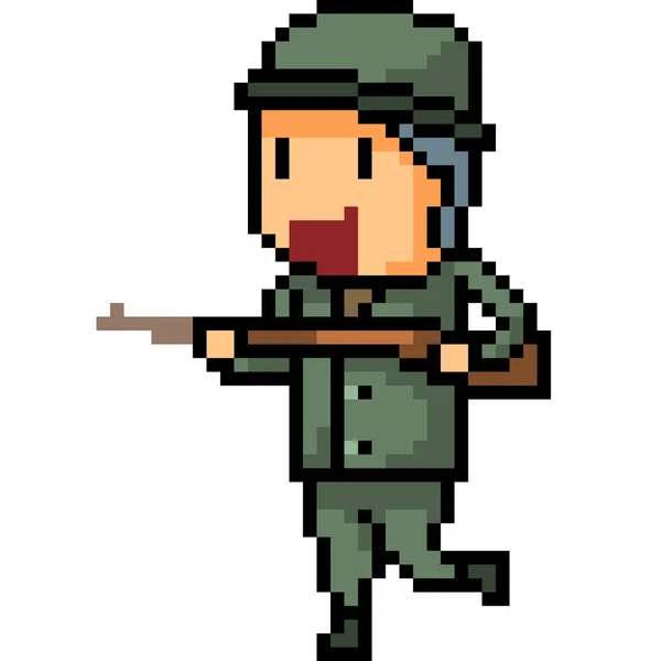 Vecteur Pixel Art Soldat Isolé Dessin Animé — Image vectorielle