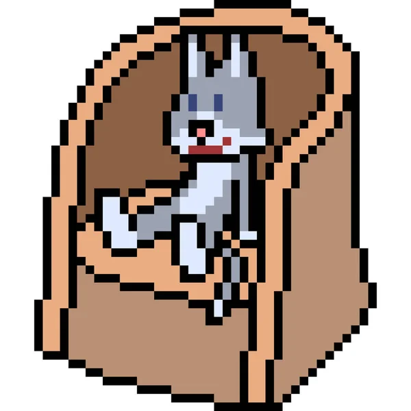 Vector Pixel Art Cat Seat Isolated — Stock Vector