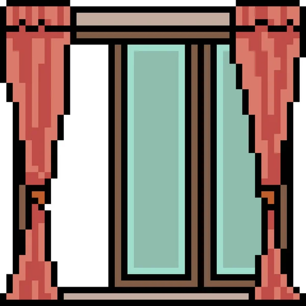 Vektor Pixel Kunst Tür Fenster Isoliert Karikatur — Stockvektor