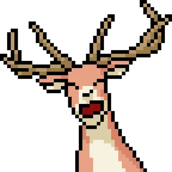 ベクトルピクセルアート鹿の笑顔孤立した漫画 — ストックベクタ