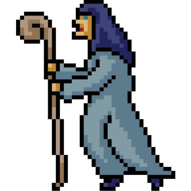 vektör piksel sanatı eski cadı izole cartoo