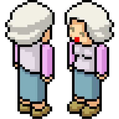 vektör piksel sanatı yaşlı kadın izometrik izole araba