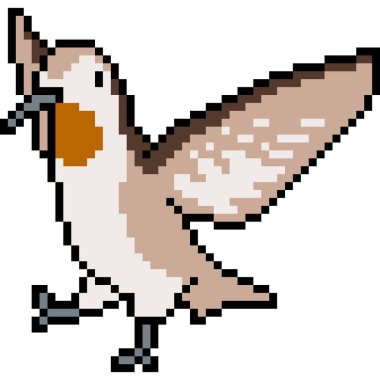 Vektör piksel sanat kuşu sineği izole edildi