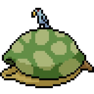 Vektör piksel sanat kuşu kaplumbağa karikatürü izole edildi