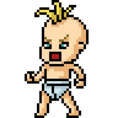 Vektör piksel sanatsal çocuk punk karikatür izole