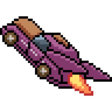 Vektör pikselli araba jeti izole edilmiş karikatür