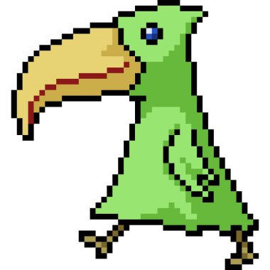 Vektör piksel sanat kuşu izole çizgi film yürüyüşü