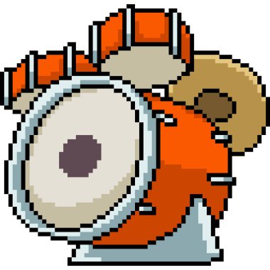 vektör piksel sanat davul seti izole edilmiş çizgi film