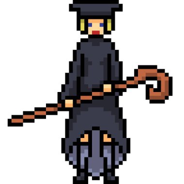 vektör piksel sanat sihirbazı izole edilmiş çizgi film