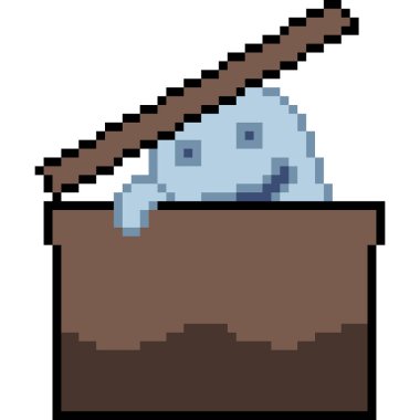 Kutu izole edilmiş çizgi filmdeki vektör pikseli hayalet.