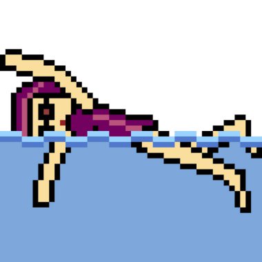 vektör piksel sanatı yüzme sporu izole edildi