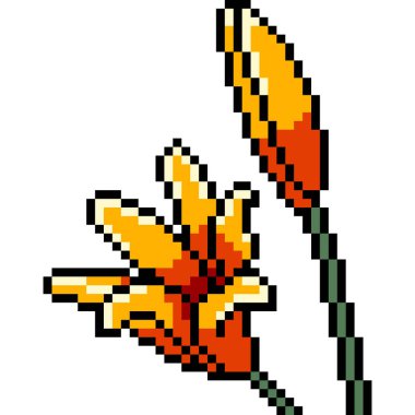 Vektör piksel sanat çiçeği izole edilmiş karikatür açar