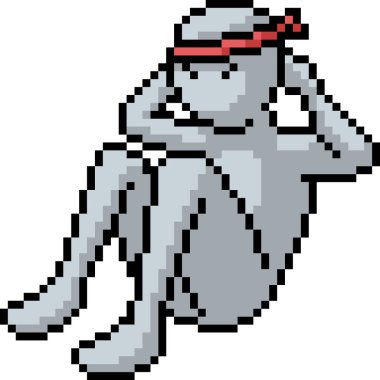 Vektör piksel sanatı izole edilmiş çizgi film için oturun