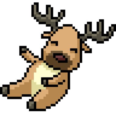 Vektör piksel sanat geyik bebeği izole edilmiş çizgi film