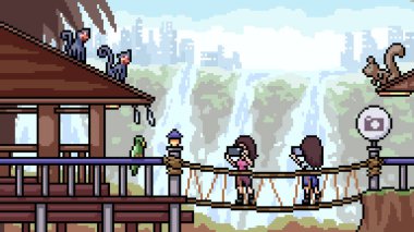 vektör pikseli sanat sahnesi şelale turisti