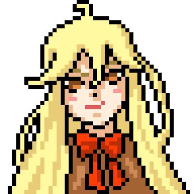 vektör piksel sanat anime kız izole çizgi film