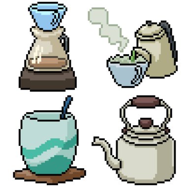 piksel sanatı izole edilmiş sıcak içecek.