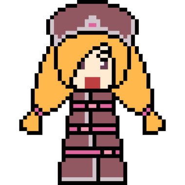 Vektör pikseli kız karikatürü izole edildi