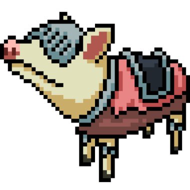 Vektör piksel sanat domuz şövalyesi karikatür izole