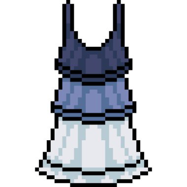 Vektör pikselci kız izole çizgi film giyer.