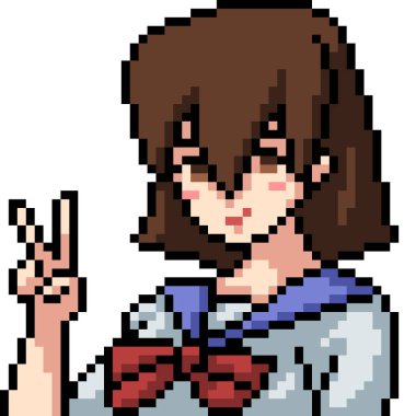 vektör piksel sanat anime kız izole cartoo