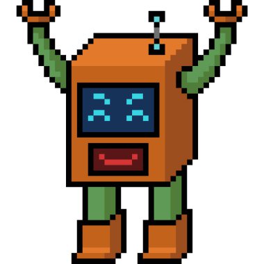 vektör piksel sanat dikdörtgeni robot izole çizgi filmi