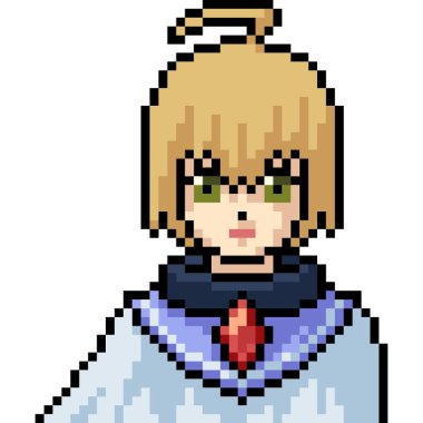 vektör piksel sanat anime kız izole çizgi film