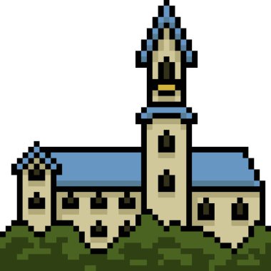 Vektör piksel resim kale binası izole edilmiş karikatür