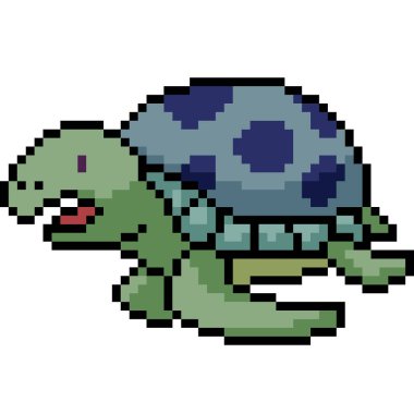 Vektör piksel sanat kaplumbağası karikatür izole
