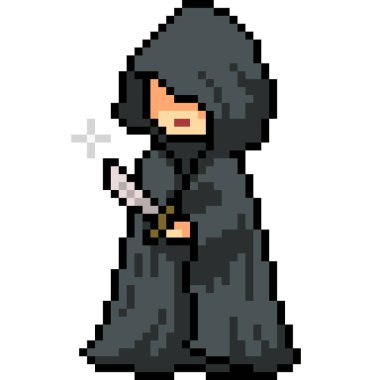 Vektör piksel sanat katili karikatürü izole etti