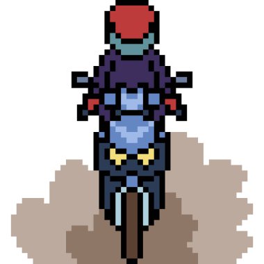 Vektör piksel sanat motosiklet yarışı izole edilmiş çizgi film