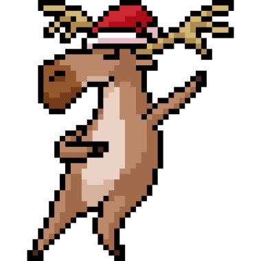 Vektör piksel sanat geyiği Noel Baba karikatürü