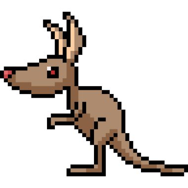 Vektör pikseli kanguru karikatürü izole edildi