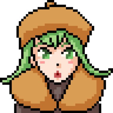 vektör piksel sanat anime kız izole çizgi film